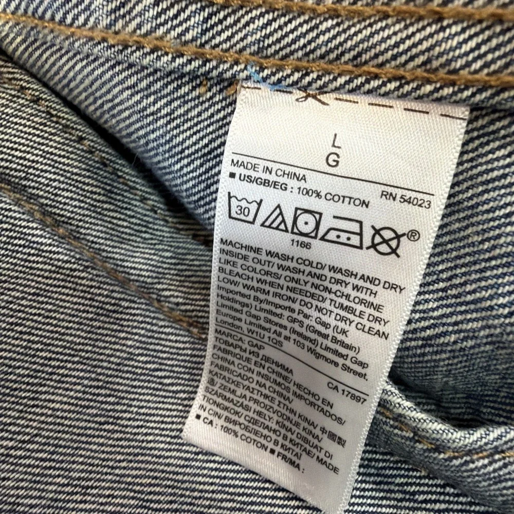 GAP Womens Jacket Size L Blue Jean Denim Icon Saddle Long Sleeve Cotton Pockets - Picture 12 of 16